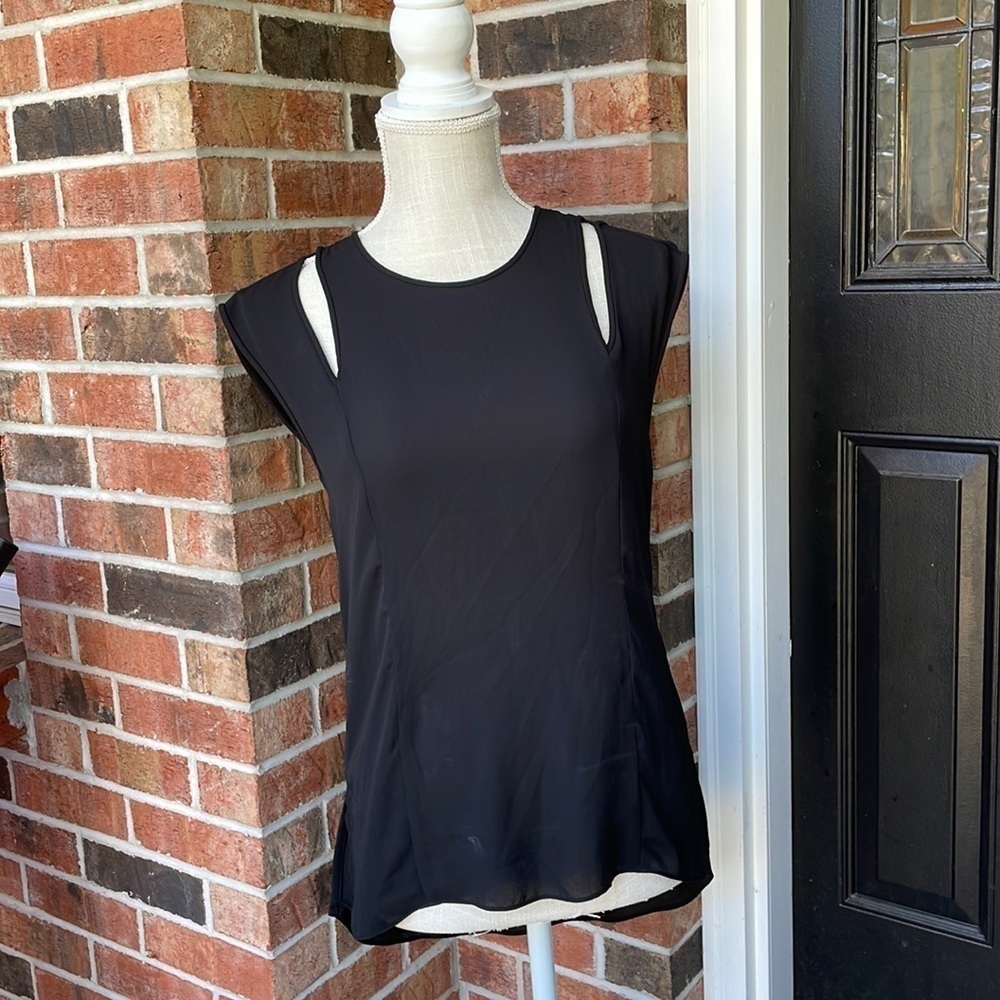 BCBG MAXAZRIA Black Peek A Boo‎ Shoulder Top